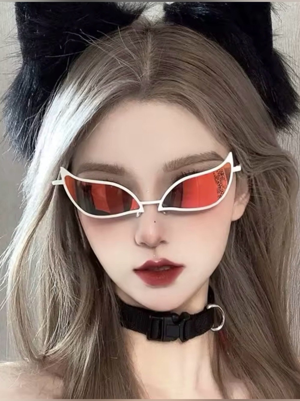 Doflamingo Anime Sunglasses Red Lens Cat Eye Cosplay Glasses Unisex